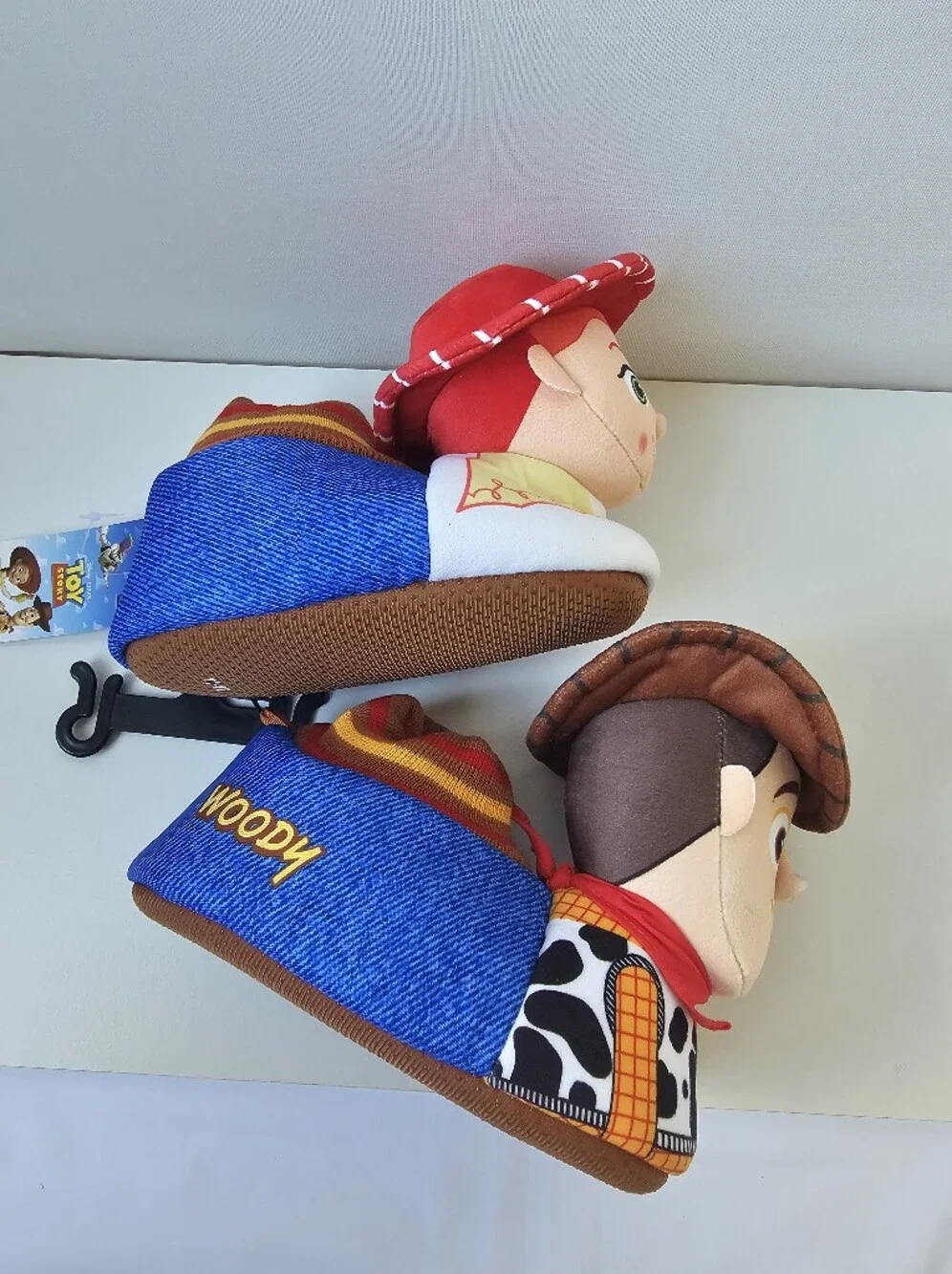 ​Disney Pixar Toy Story Woody & Jessie Plush Slippers Kids Size 11-12 NWT